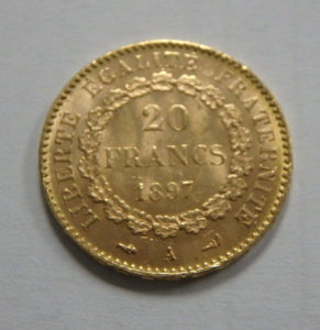 French 20 Franc Gold Coin Napoleon III Reverse